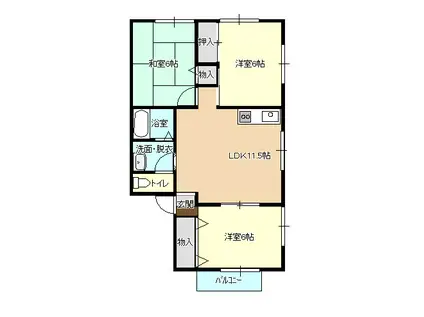 クエスト佐山A(3LDK/1階)の間取り写真