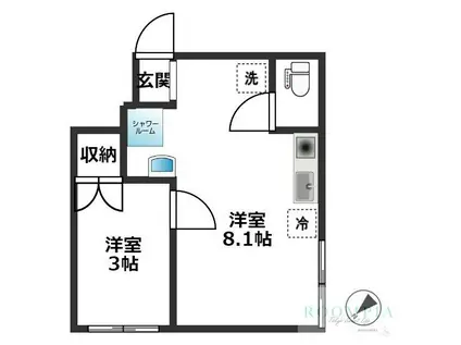 アイコート上石神井(ワンルーム/1階)の間取り写真