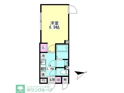 グランファーロ下北沢(1K/4階)の間取り写真