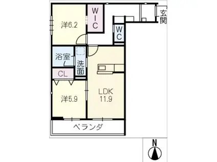 アルカディアSOU(2LDK/2階)の間取り写真