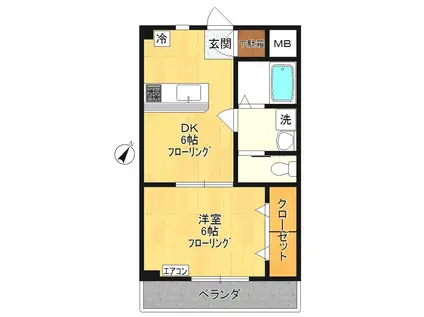 フォーレストハイツ(1DK/2階)の間取り写真