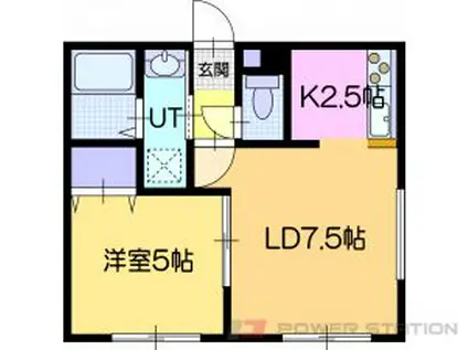 ラ・シュエット朝日町(1LDK/2階)の間取り写真