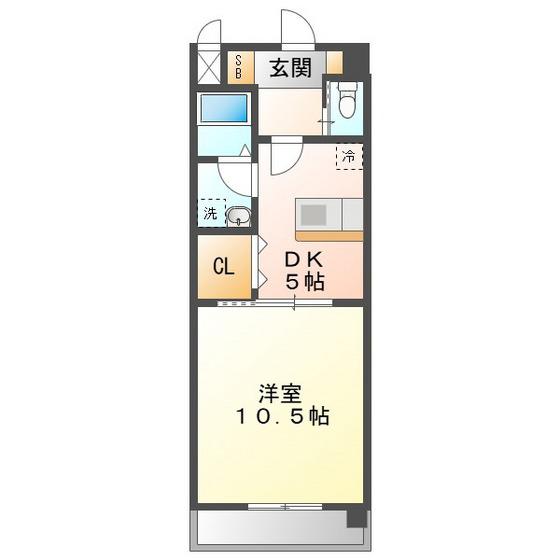 タウンエステート西浦(1DK/7階)の間取り写真
