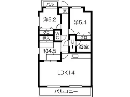カサグランデ壱番館(3LDK/2階)の間取り写真