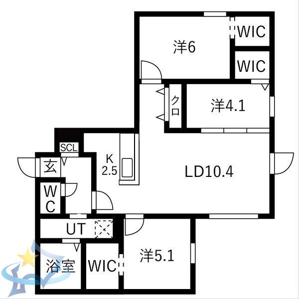 TS COURT ウエスト13(3LDK/1階)の間取り写真