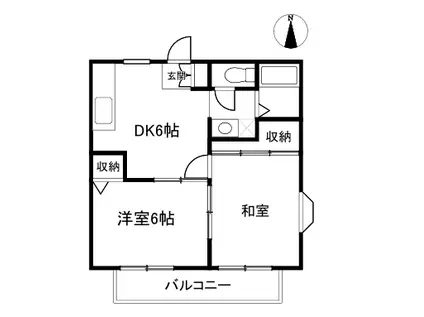 長谷川ハイツ(2DK/2階)の間取り写真