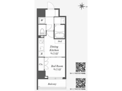 ALPHA PRIME東陽町(1DK/6階)の間取り写真