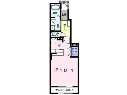 ベルメゾンIV(ワンルーム/1階)の間取り写真