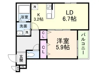 フジパレス教興寺三丁目2(1LDK/3階)の間取り写真