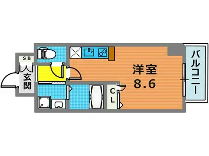 ONLYONE灘南通(ワンルーム/4階)の間取り写真