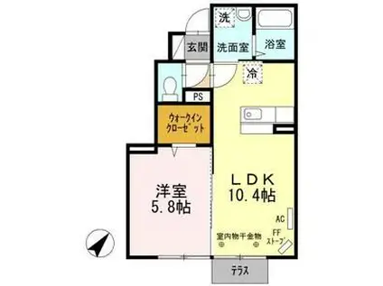 CASA539(1LDK/1階)の間取り写真