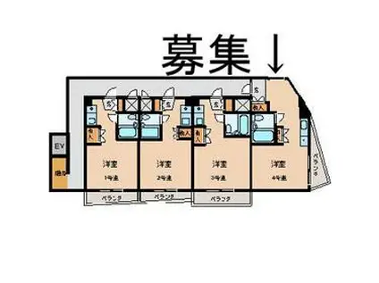 ル・ファール山手(1K/2階)の間取り写真