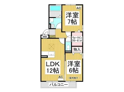 ルント・ベルクA棟(2LDK/1階)の間取り写真