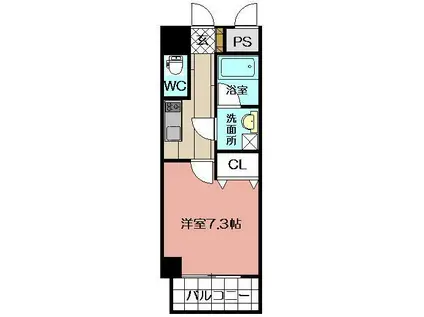 U-BASIC REEF 三萩野(1K/6階)の間取り写真