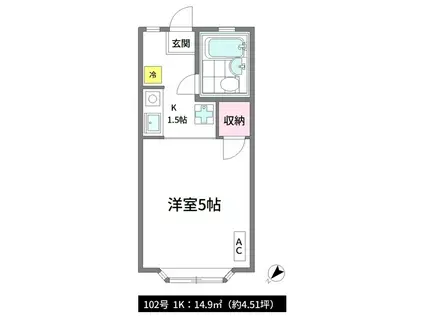 セイワハイム(1K/1階)の間取り写真