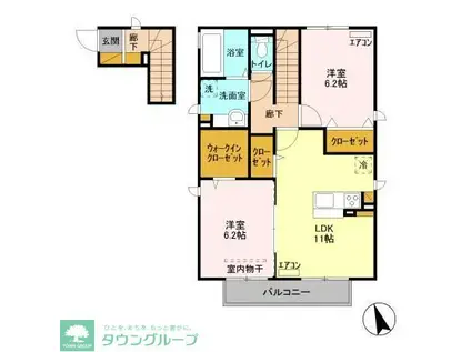 サニーヒルズIIIIIIV(2LDK/2階)の間取り写真