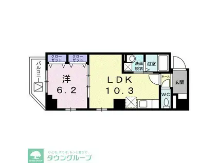 ラ・ポーズ ゾー(1LDK/3階)の間取り写真
