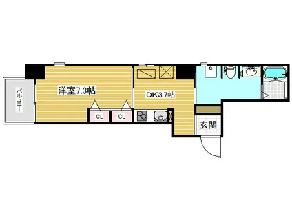 オーキッドレジデンス神戸三宮(1DK/5階)の間取り写真