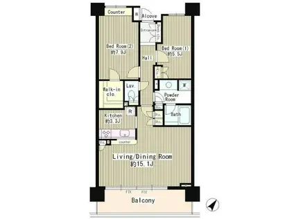 クラッサ目黒(2LDK/2階)の間取り写真