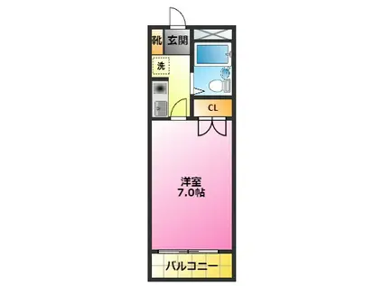 アメニティ木月(1K/3階)の間取り写真