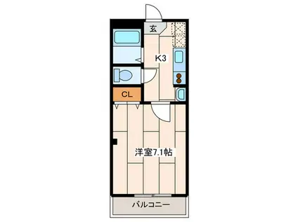リッシェル(1K/3階)の間取り写真