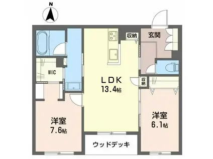 シャーメゾンリアンII(2LDK/1階)の間取り写真
