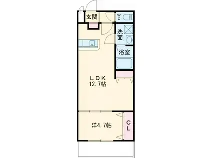 TKアンバーコート浜寺III(1LDK/2階)の間取り写真