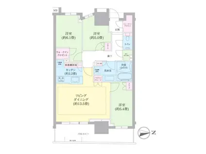 幕張ベイパーク ライズゲートタワー(3LDK/27階)の間取り写真