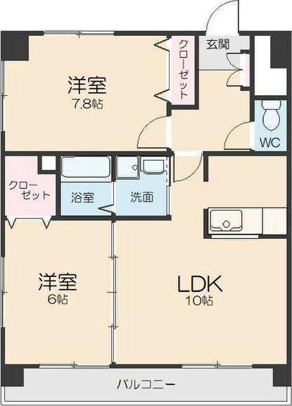 パークサイドK2(2LDK/3階)の間取り写真