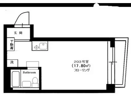 ハウス大山(ワンルーム/2階)の間取り写真