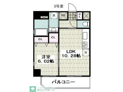 エシュレ関内(1LDK/6階)の間取り写真