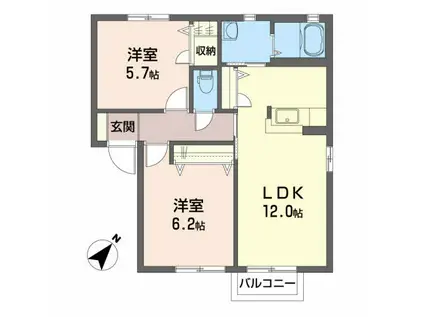サンライズ健美II(2LDK/1階)の間取り写真