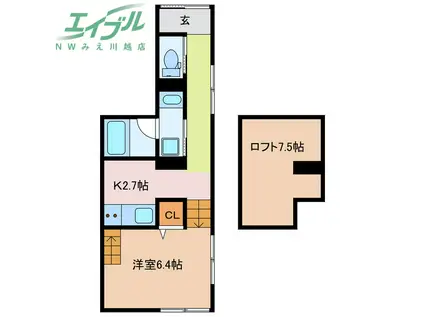 ブルーム ライラック(1K/1階)の間取り写真