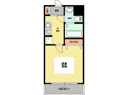 SENTIO橋本(1K/3階)の間取り写真