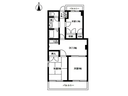 学園パレス(3DK/3階)の間取り写真