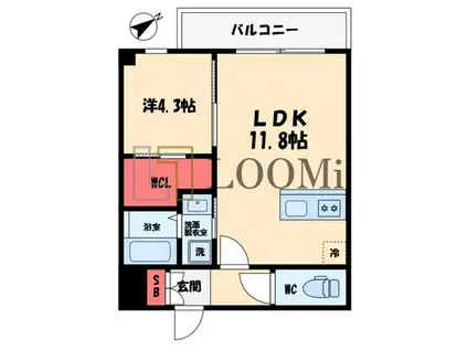 ソラシアレジデンス九条(1LDK/2階)の間取り写真