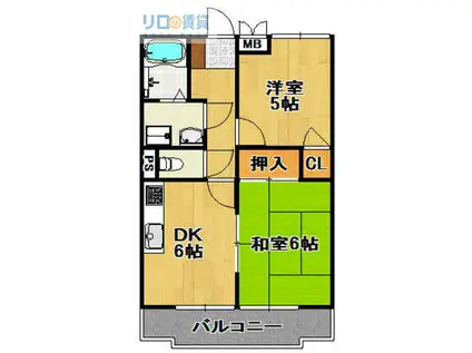 荻野MGレヂデンスII(2DK/2階)の間取り写真