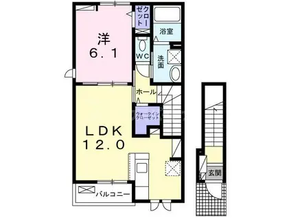 ヤングウッズ柏の葉I(1LDK/2階)の間取り写真