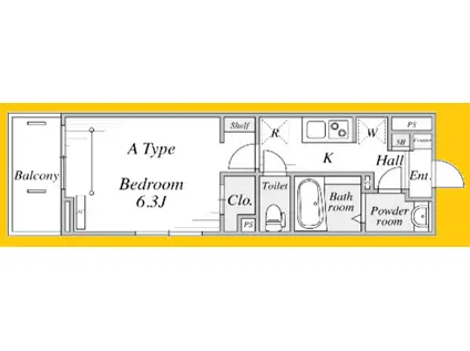 リブリ・西横浜II(1K/1階)の間取り写真