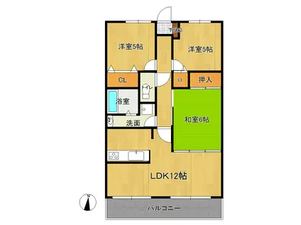 コアマンション新水前寺II(3LDK/2階)の間取り写真