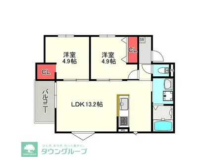 N.MAISON七隈(2LDK/2階)の間取り写真