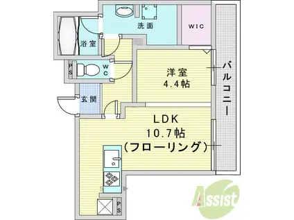 RESIDENCE蛍池西町(1LDK/1階)の間取り写真