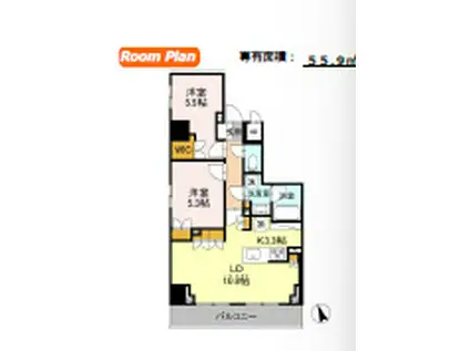 リーラ品川戸越(1LDK/2階)の間取り写真