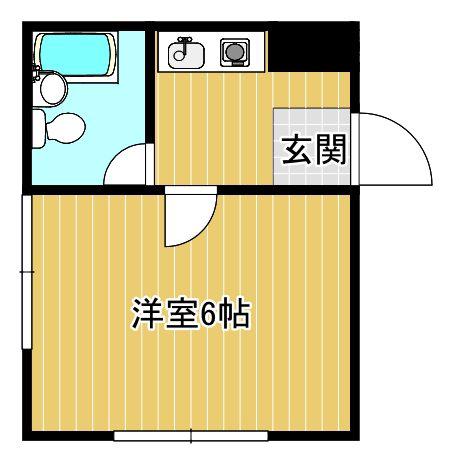 ヒルズアベニューひとみ(1K/1階)の間取り写真