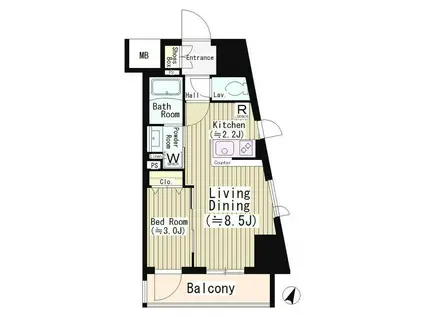 イレーネ初台(1LDK/8階)の間取り写真