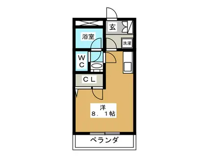 セレッソビラ・ナカノ(ワンルーム/1階)の間取り写真