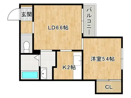 リブウェル(1DK/3階)の間取り写真