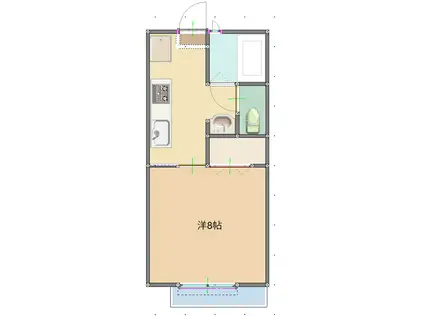 リバティヒルズ光陽台(1K/2階)の間取り写真