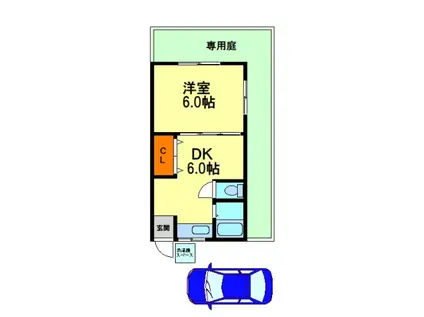 加茂の荘(1DK/1階)の間取り写真