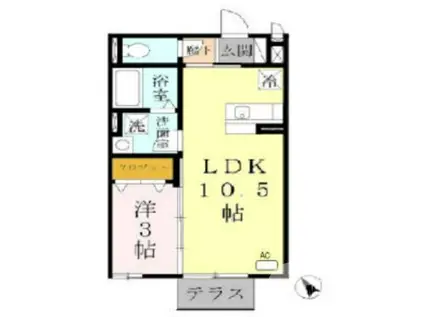 アネックス大仙(1LDK/1階)の間取り写真